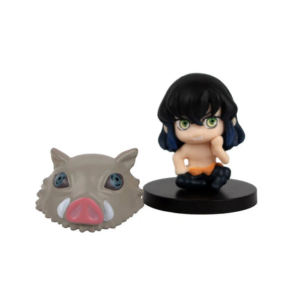 5 Style/Set Q Version Demon Slayer Sitting Ghost Doll Tanjiro Nidouzi Inosuke Zenizu Figure Action Figure Movie Model Toys Doll