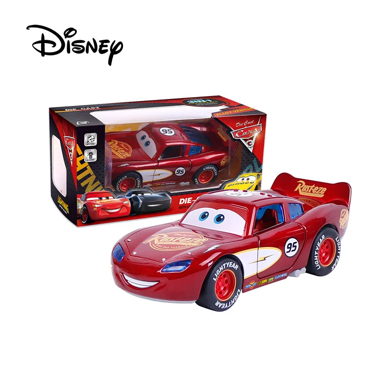Disney Toy Story 3 Model Car Lightning Mcqueen Metal Diecast With Lights Inertial Pull-Back Wheel Spit Out Your Tongue Cars Toys