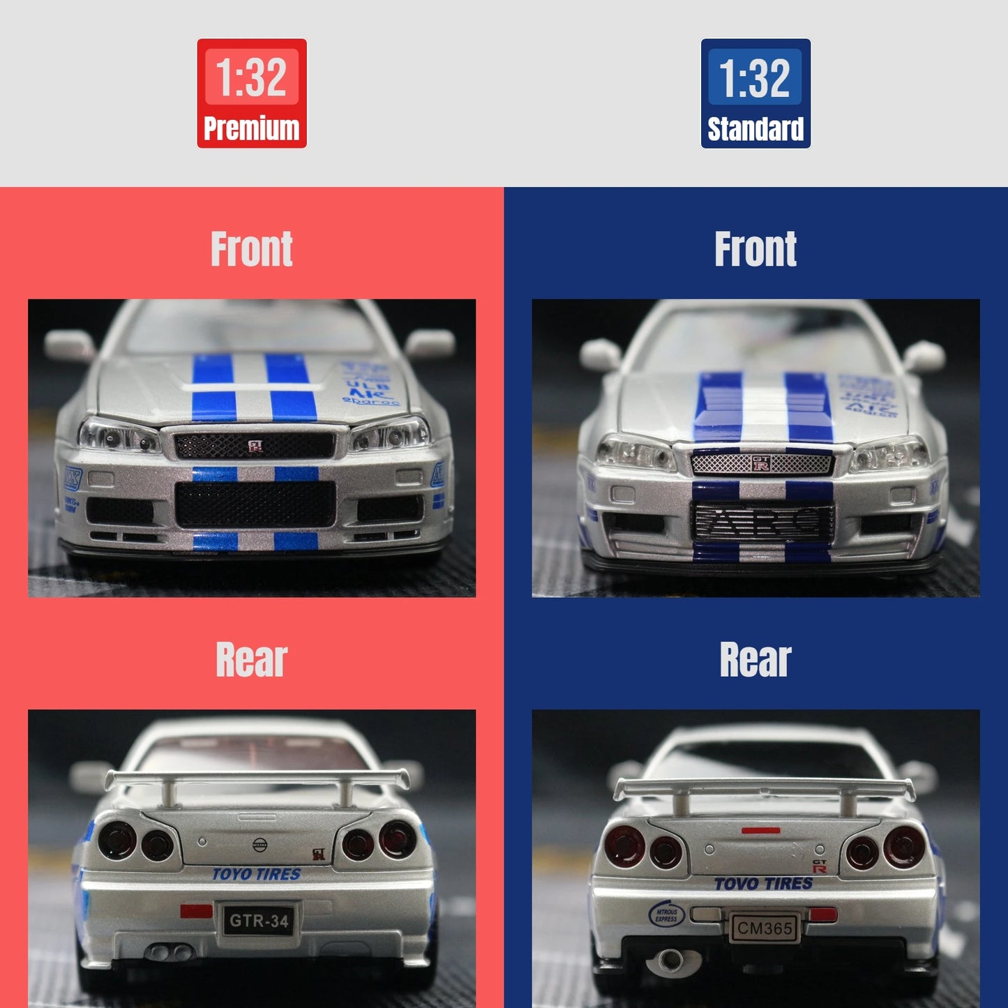1/32 Nissan Skyline GTR R34 JDM Toy Car Model Diecast Vehicle Miniature Sound & Light Pull Back Collection Gift Children Boy