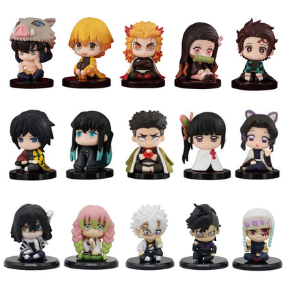 5 Style/Set Q Version Demon Slayer Sitting Ghost Doll Tanjiro Nidouzi Inosuke Zenizu Figure Action Figure Movie Model Toys Doll