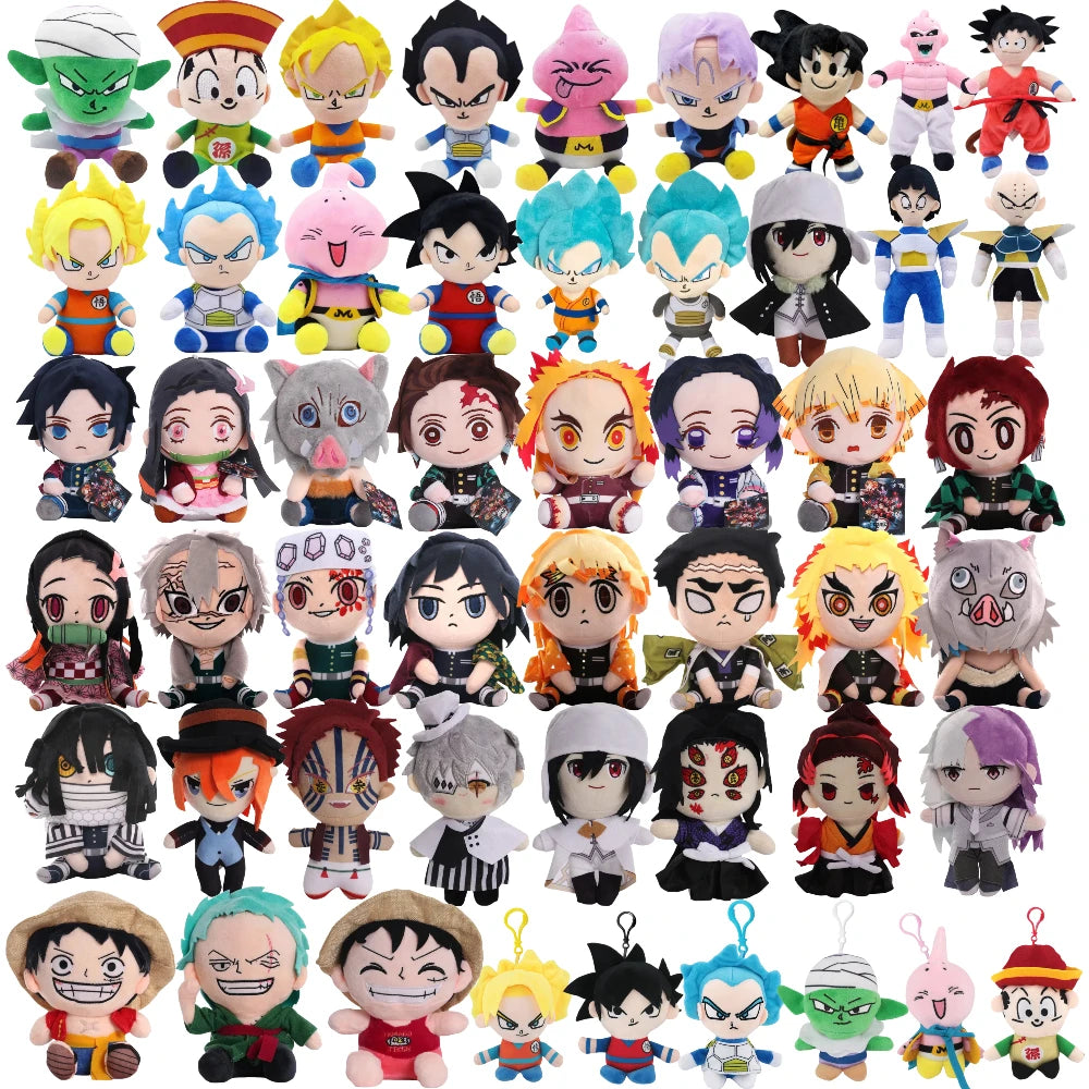 15-25cm Demon Slayer Dragon Ball Cartoon Plush Toy Goku Kamado Nezuko Vegeta Stuffed Pendant keychain Birthday present for child