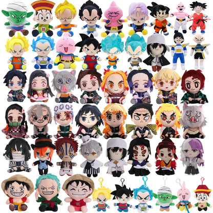 15-25cm Demon Slayer Dragon Ball Cartoon Plush Toy Goku Kamado Nezuko Vegeta Stuffed Pendant keychain Birthday present for child