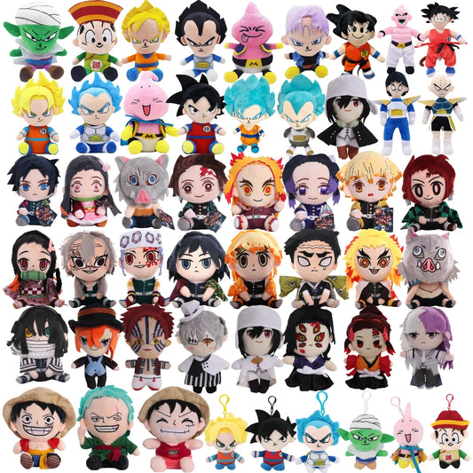 15-25cm Demon Slayer Dragon Ball Cartoon Plush Toy Goku Kamado Nezuko Vegeta Stuffed Pendant keychain Birthday present for child