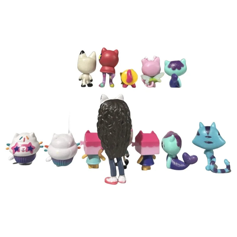 Hot 13pcs/set Gabby Dollhouse Mercat Doll Machine Capsule Doll Animals Smiling Car Hug Gaby Action Figure Toy Kids Xmas Gifts