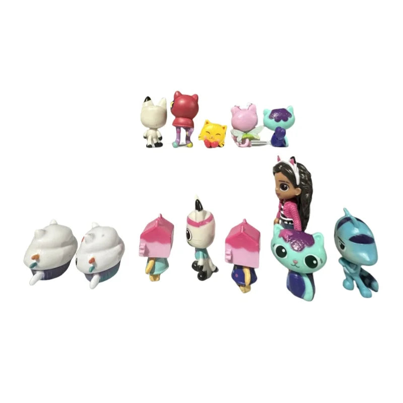 Hot 13pcs/set Gabby Dollhouse Mercat Doll Machine Capsule Doll Animals Smiling Car Hug Gaby Action Figure Toy Kids Xmas Gifts