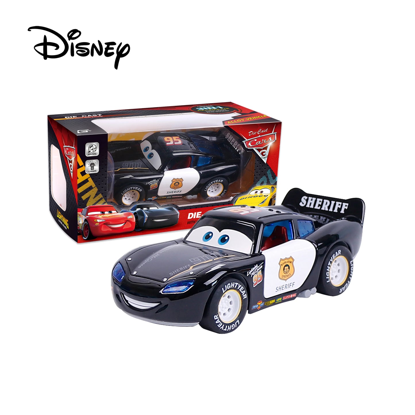 Disney Toy Story 3 Model Car Lightning Mcqueen Metal Diecast With Lights Inertial Pull-Back Wheel Spit Out Your Tongue Cars Toys